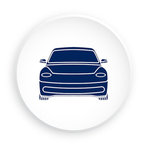 Vector auto icoon in neomorphisme stijl op witte achtergrond. auto rijden, onderhoud in servicecentrum. wegveiligheid. vector