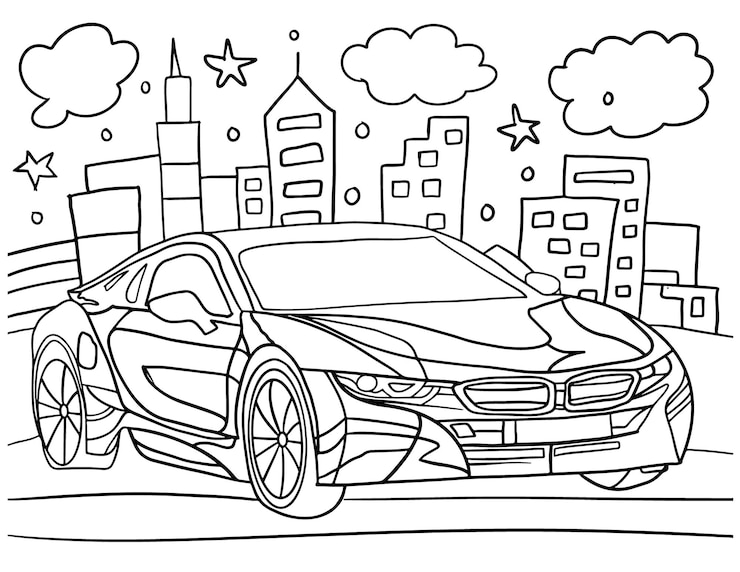 Auto kleurplaat voor kinderen lijntekeningen Vector leeg afdrukbaar ontwerp voor kinderen om in te vullen