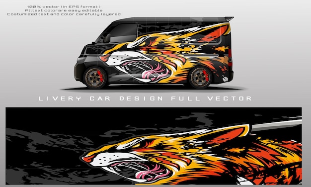 auto livery grafische vector. abstract grunge-achtergrondontwerp voor vinylfolie voor voertuigen en autobranding