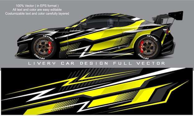Auto livery grafische vector abstracte grunge achtergrondontwerp voor voertuig vinyl wrap en auto branding
