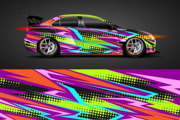 Vector auto livrei-ontwerp met sportieve abstracte achtergrond