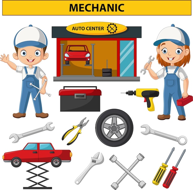 Auto mechanic car service repair equipment collection