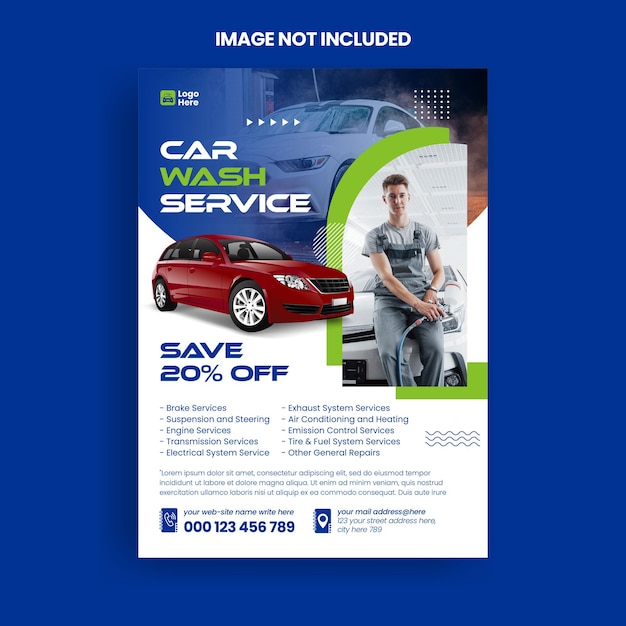 Auto mechanic care repair and car rent service print flyer or poster template design