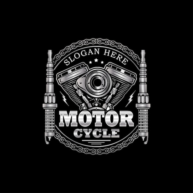 Auto motorcycle logo design premium vector