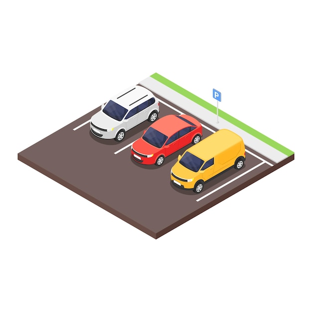 Auto parkeren geïsoleerde pictogram op witte achtergrond. isometrische vectorillustratie.