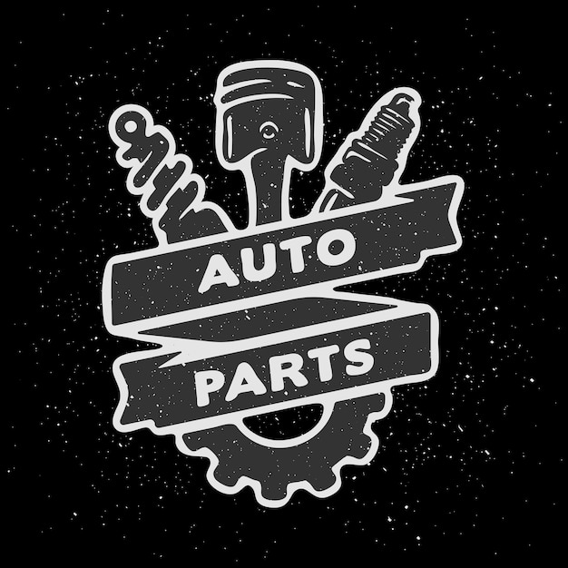 Vector auto parts hand drawn emblem