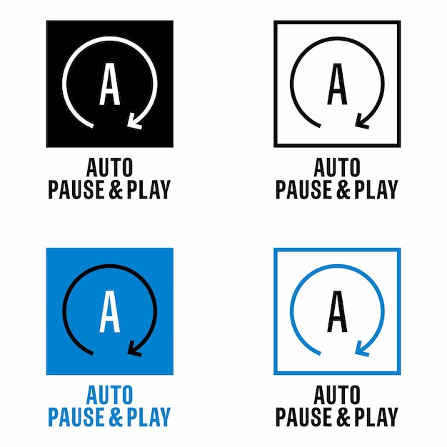 Auto Pause and Play vector information sign