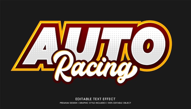 Vettore auto racing editable text effect vector design per la nave campione e il logo del club della comunità