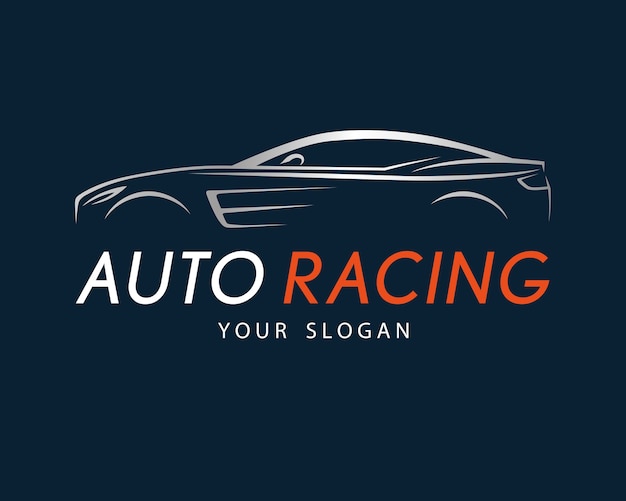 Auto racing symbol on dark blue background