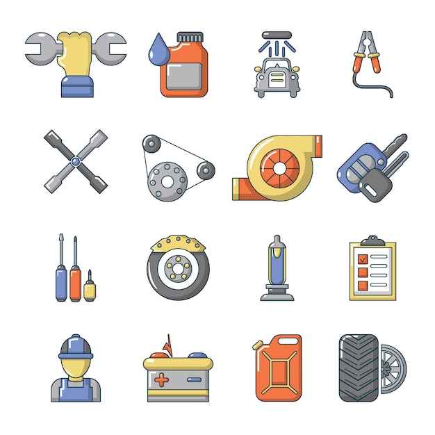 Auto repair icons set