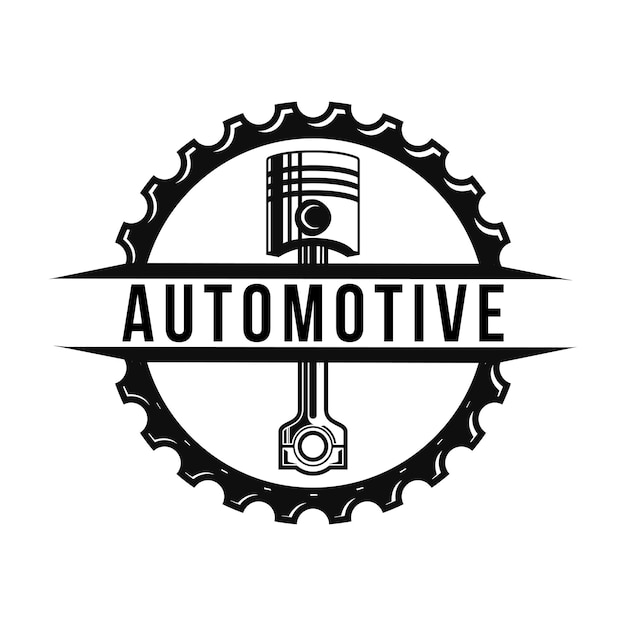 Vettore logo di riparazione auto emblema con pistone a pistone logo perfetto per l'azienda automobilistica