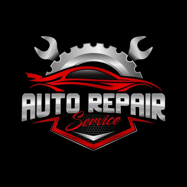 Vector auto repair service logo, badge, emblem, template.