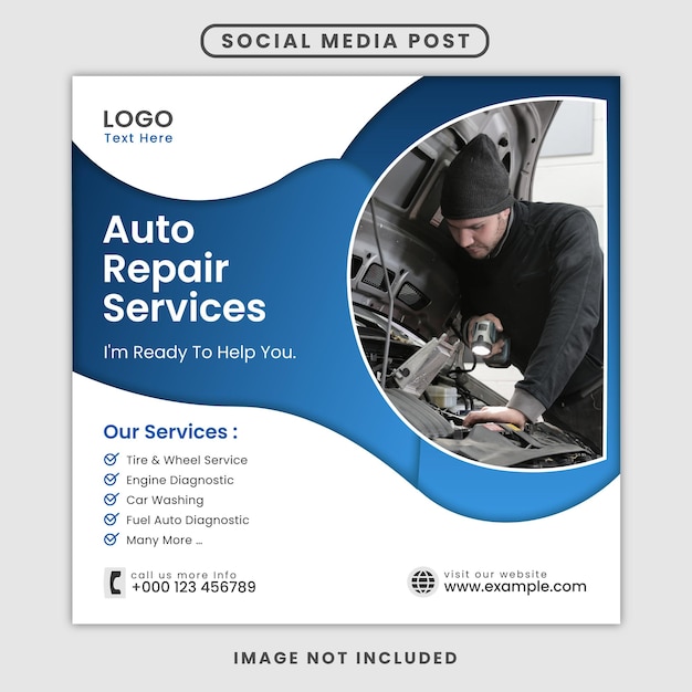 Vector auto repair services instagram post and social media banner premium eps