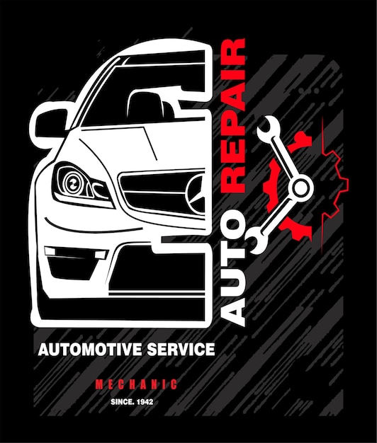 Auto Repair Slogan tee графическая типография для печати ilustretion футболка вектор искусство винтаж премиум вектор