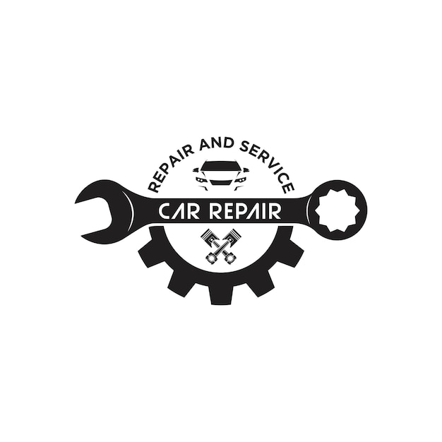 Vector auto reparatie logo sjabloon auto repareren vector ontwerp auto en versnelling logo