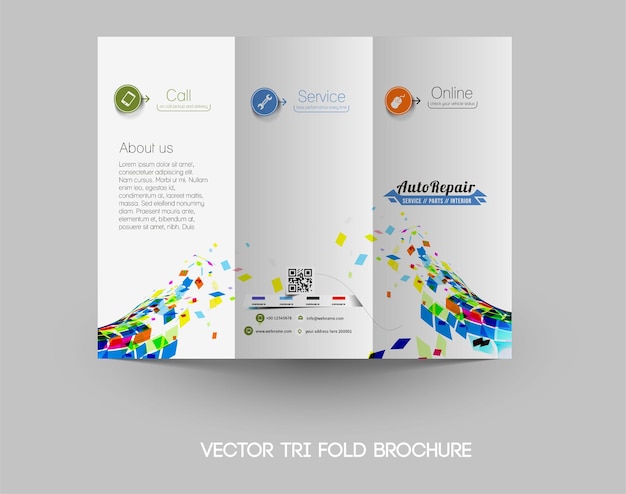 Auto reparatie TriFold Mock up brochure sjabloonontwerp