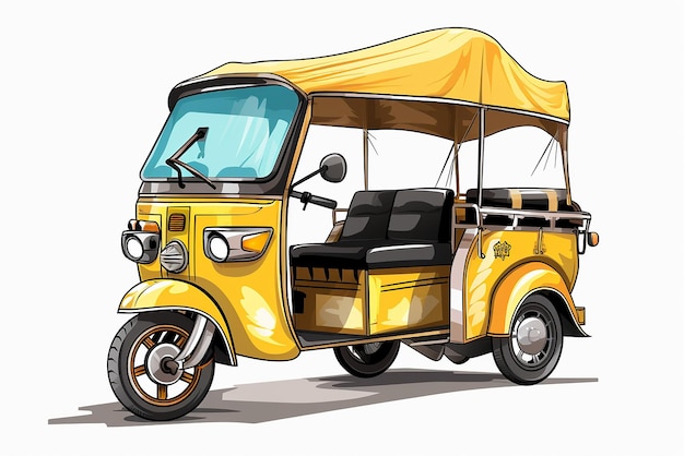Vector auto rickshaw moto rickshaw cartoon vector illustration white background