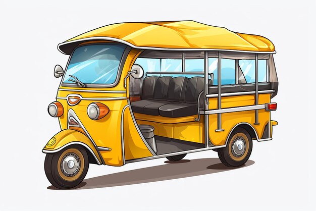 Vector auto rickshaw moto rickshaw cartoon vector illustration white background