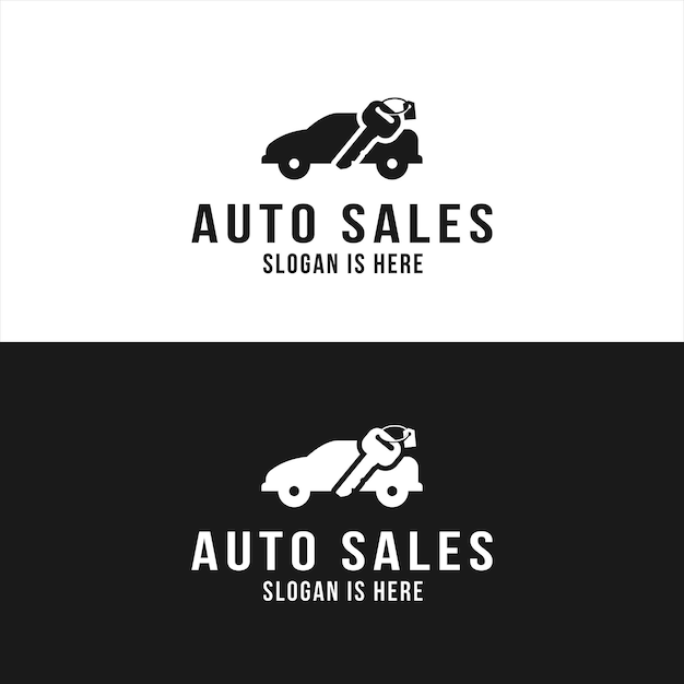 Auto sales car with key logo design inspiration