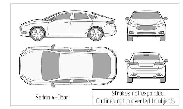 Vector auto sedan en suv tekening contouren niet omgezet in objecten