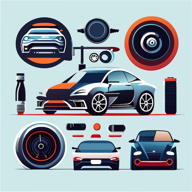 Auto service car repair icon set car service and garage big collection repair maintenance