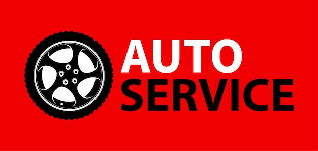 Auto service logo embleem op kleurrijke rode kleur