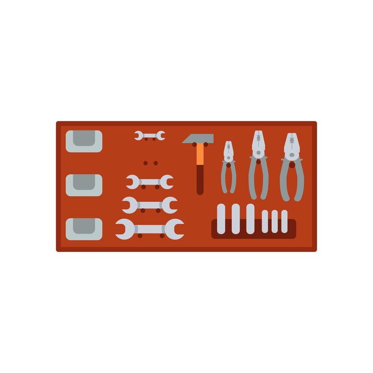 Vector auto service mechanic tools vector illustration on a white background