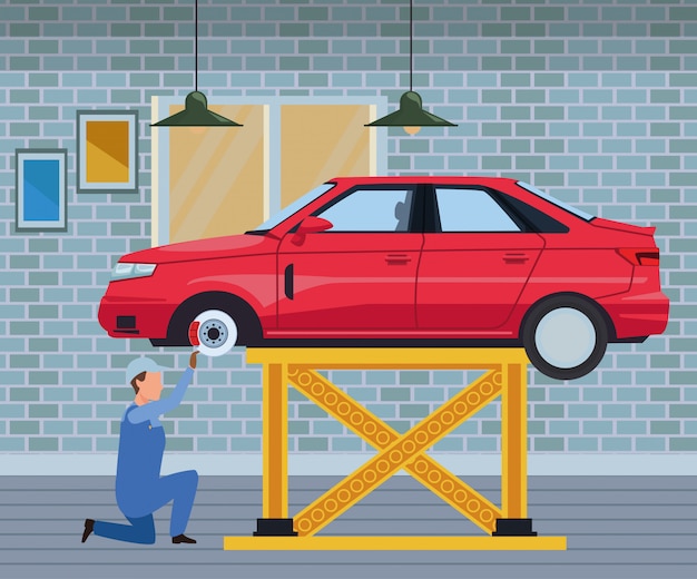 Vector auto service productie cartoon