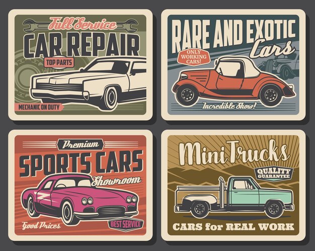 Auto service vintage cars repair and showroom