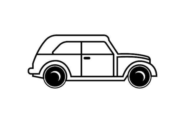 Auto silhouetten lijn kunst vector op witte achtergrond
