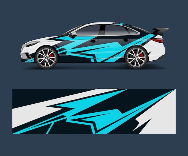 Auto sticker grafische vector wrap vinyl sticker Grafische abstracte golfvorm ontwerpen voor branding race en drift auto sjabloon ontwerp vector