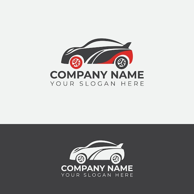 Progettazione del logo dell'auto in stile auto con la silhouette dell'icona del veicolo sportivo concettuale