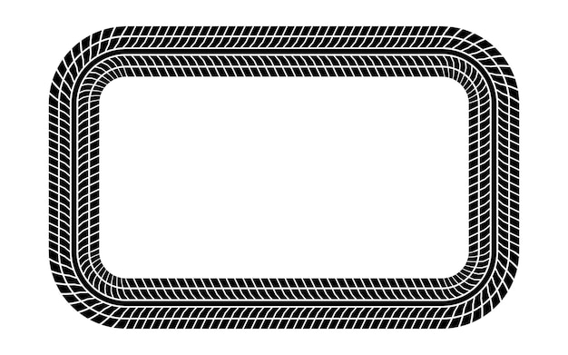 Auto tire tread rectangle frame car and motorcycle tire pattern wheel tyre tread track print black tyre square border vector illustration isolated on white background