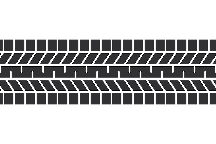 Vector auto tire tread seamless elements car tire patterns wheel tyre tread track tyre print set of vector illustrations isolated on white background