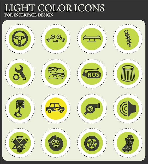 Auto tuning icon set