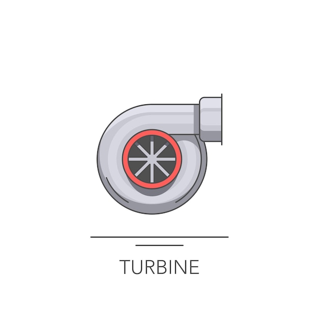 Vector auto turbine icoon overzichts kleurrijk icoon van turbo op witte vector illustratie