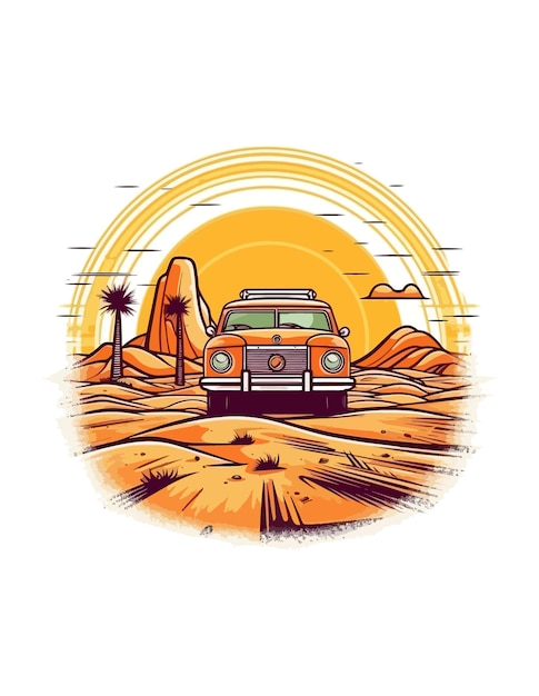 auto voor een woestijn Handgetekende illustratie auto Handgetekende illustratie ontwerp