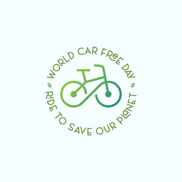 Auto vrije dag logo symbool met fiets