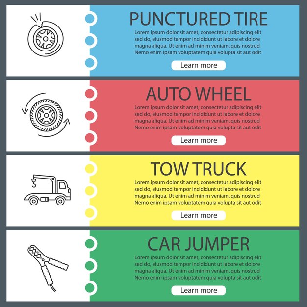 Auto workshop web banner templates set