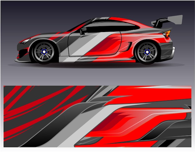 Auto wrap ontwerp vector grafische abstracte streep race achtergrond kit ontwerpen voor wrap voertuig