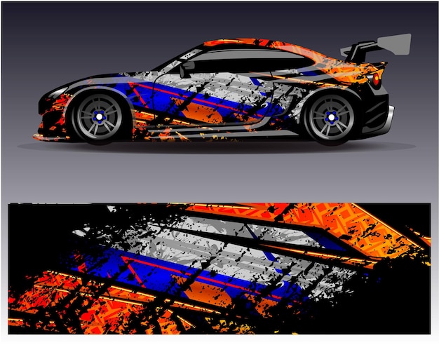 Auto wrap ontwerp vector grafische abstracte streep race achtergrond kit ontwerpen voor wrap voertuig