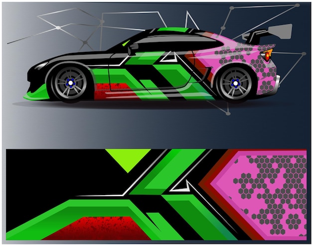 Auto wrap ontwerp vector Grafische abstracte streep race achtergrond kit ontwerpen voor wrap voertuig