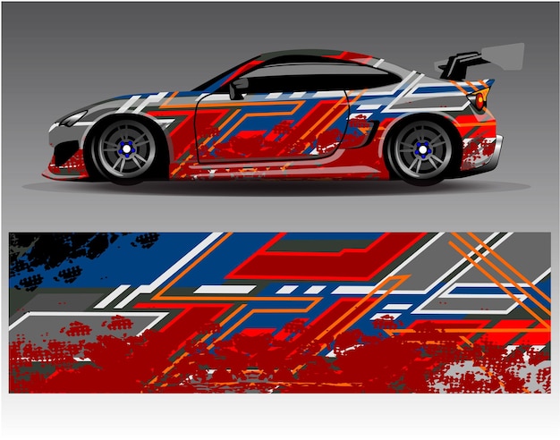 Auto wrap ontwerp vector Grafische abstracte streep race achtergrond kit ontwerpen voor wrap voertuig