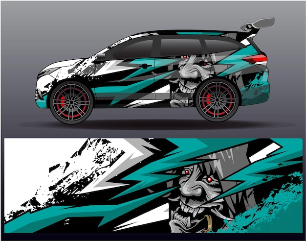 Auto wrap ontwerp vector. Grafische abstracte streep race-achtergrondkitontwerpen voor wrap-raceauto