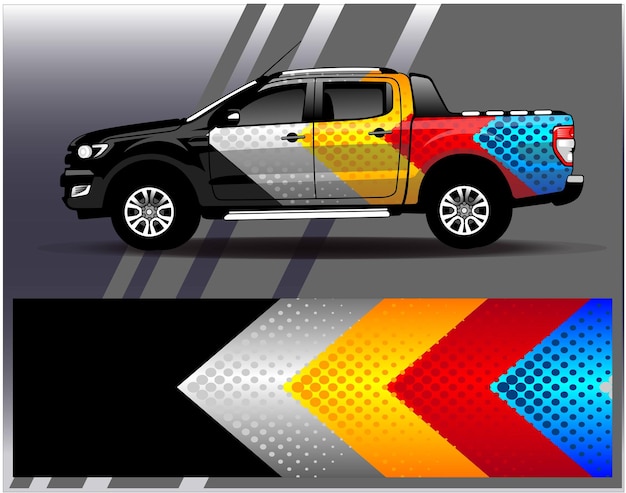 Auto wrap ontwerp vector. Grafische abstracte streep race-achtergrondkitontwerpen voor wrap-voertuig