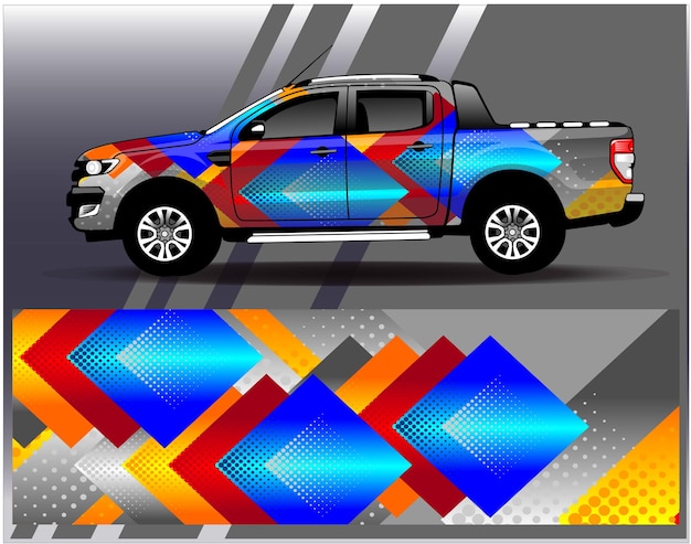 Auto wrap ontwerp vector. Grafische abstracte streep race-achtergrondkitontwerpen voor wrap-voertuig