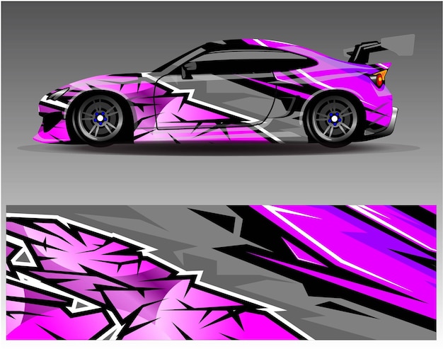 Auto wrap ontwerp vector. Grafische abstracte streep race-achtergrondkitontwerpen voor wrap-voertuig