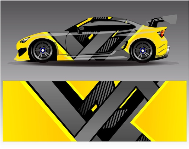 Auto wrap ontwerp vector. Grafische abstracte streep race-achtergrondkitontwerpen voor wrap-voertuig