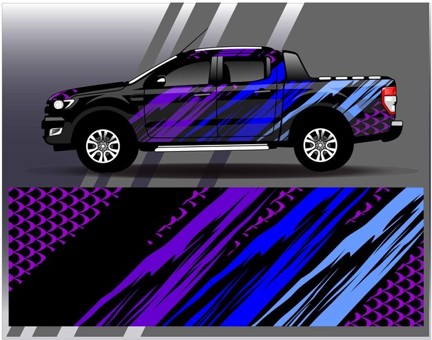 Auto wrap ontwerp vector. Grafische abstracte streep race-achtergrondkitontwerpen voor wrap-voertuig