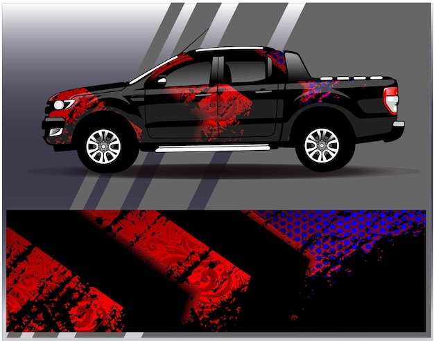 Auto wrap ontwerp vector. grafische abstracte streep race-achtergrondkitontwerpen voor wrap-voertuig